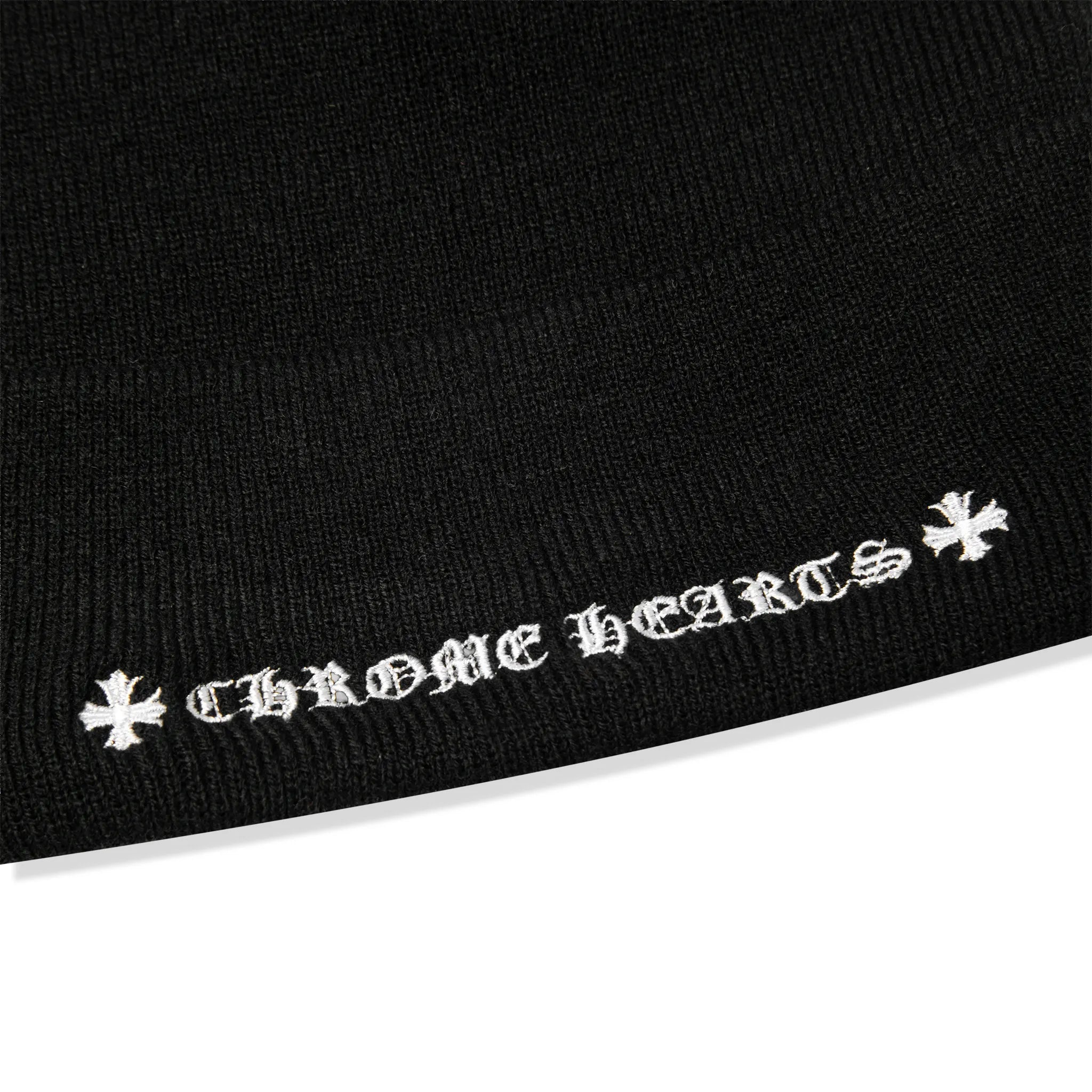 Detailed View of Chrome Hearts CH Logo White Beanie